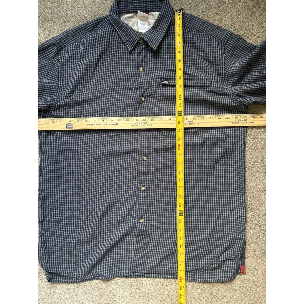 North Face‎ Mens XL Blue Flannel Plaid Vented Long Sleeve Button Shirt Outdoor